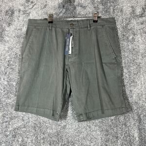 Michael Stars Shorts Mens 34 Gray Button Fly 9.5" Inseam Casual Chino New